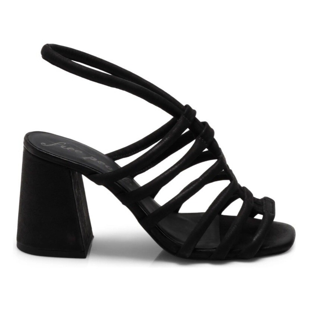 NEW Free People Block Heel New Womens Colette Cinched Black 38.5 US 8.5 - Picture 4 of 11